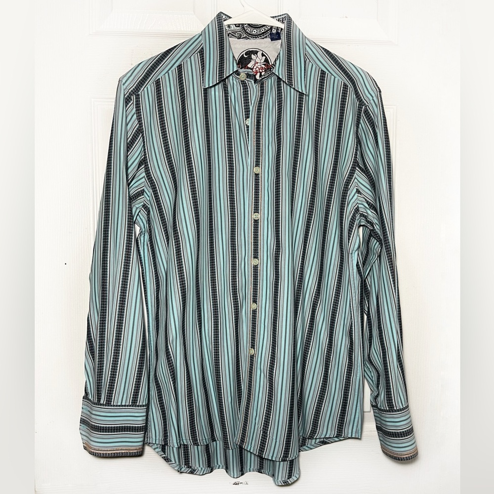 Robert Grahams Multicolor Button Up Stripe, Long Sleeve Men’s Shirt‎ Sz M